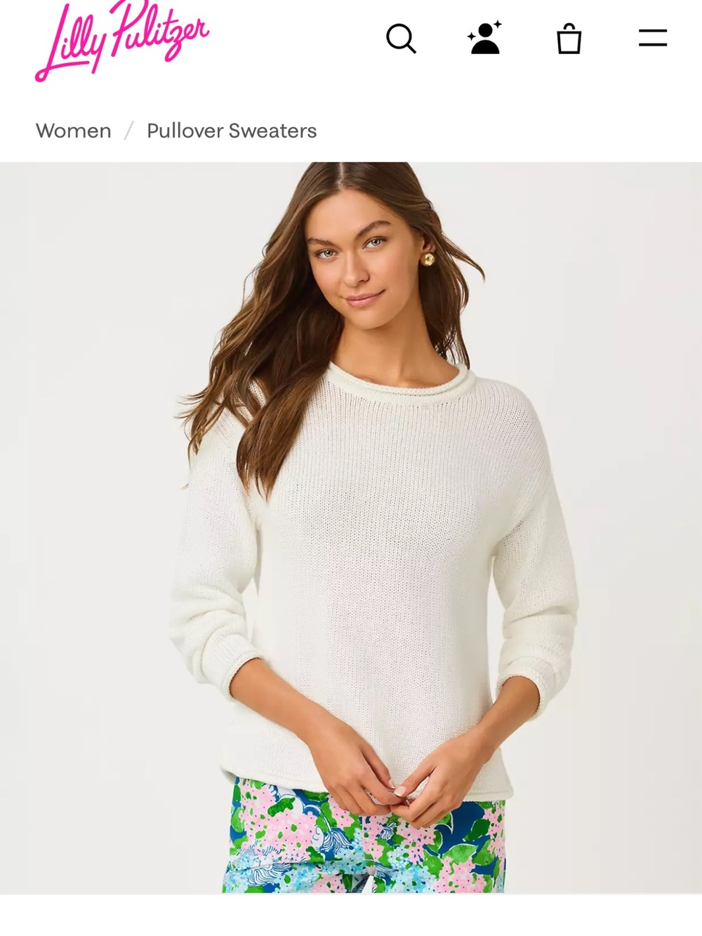 Lilly Pulitzer White Crewneck Knit Sweater